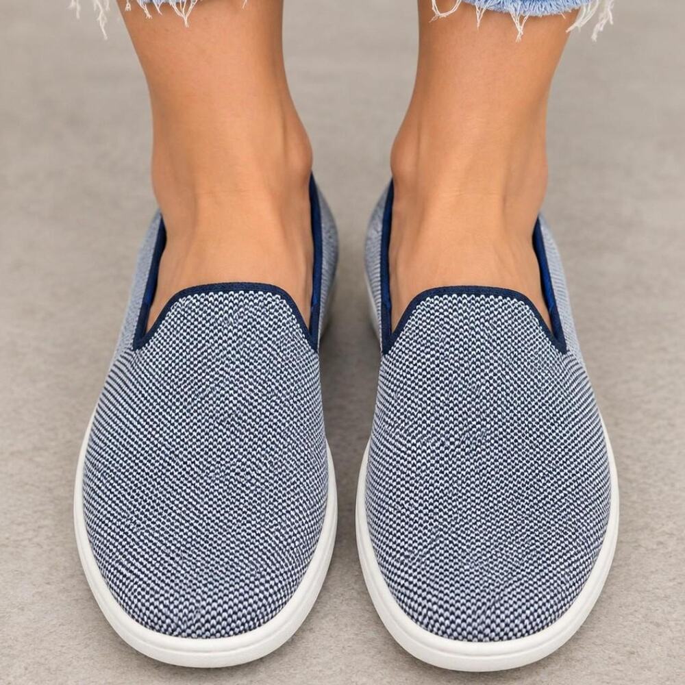 Rothy’s Blue & Gray Slip-On Sneakers – Size 6.5